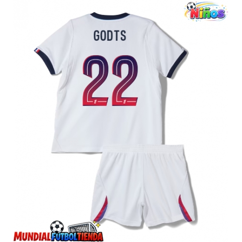 Camiseta Paris Saint-Germain Mika Godts #22 Segunda Equipación Replica 2026-27 para niños mangas cortas (+ Pantalones cortos)